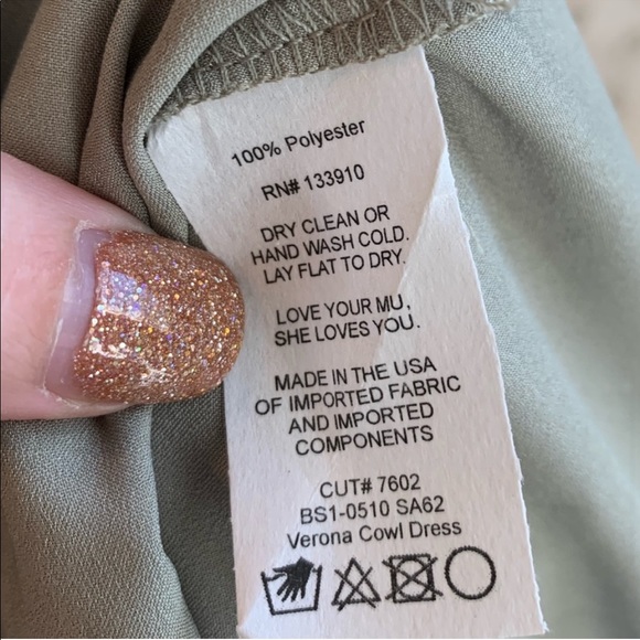 Show Me Your Mumu Verona Cowl Dress in Moss Green Luxe Satin, size M, NWT - Picture 5 of 6